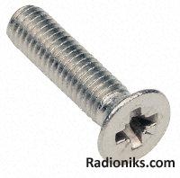 A4 s/steel cross csk head screw,M3x6mm (1 Bag of 100)