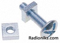 Zn plated steel roofing bolt&nut,M6x12mm (1 Box of 100)