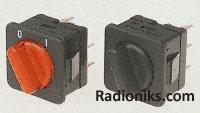 DPST red-illuminated rotary switch