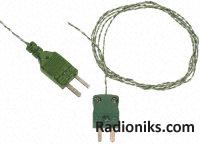 J glass min fitted plug thermocouple,2m