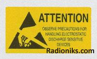 Self adhesive label 'ATTENTION',25x45mm (1 Reel of 100)