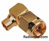 Soldered SMA elbow plug for RG402 cable