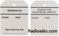 Equipment tag  SERVICED BY ,60x70mm (1 Bag of 50)