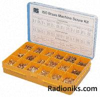 Brass slot'd screw,nut & washer kit
