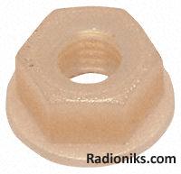 Nylon 6.6 plain flanged nut/washer,2 BA (1 Bag of 50)