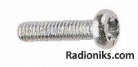 Cross recess pan head screw,steel,M4x6 (1 Bag of 1000)