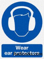 PVC label 'Wear ear protectors'400x300mm