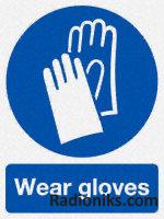 SAV label  Wear gloves ,200x150mm (1 Pack of 5)