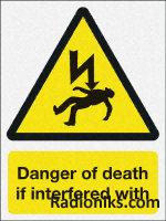 SAV sign  Danger of death ,200x150mm (1 Pack of 5)