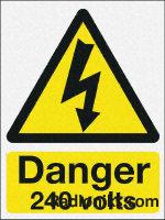 SAV label  Danger 240 volts (1 Pack of 5)