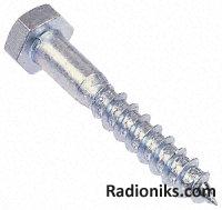 Zinc plated steel coachscrew,8x40mm (1 Bag of 25)