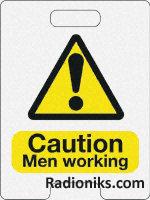 PVC label  Caution Men working 600x450mm