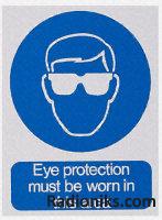 PVC label 'Eye protect...area',400x300mm