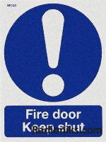 PVC label 'Fire door..shut',150x150mm (1 Pack of 5)