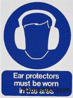 PVC label 'Ear protection...area'