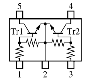 NPN trans x2 (w/ Res),50V,100mA,XP01213