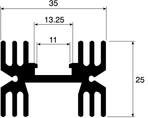 Heatsink 5.5K/W 50x35x25mm