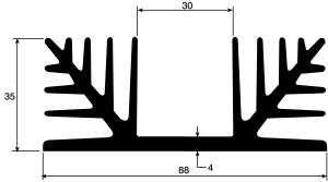 Heat sink,1.8deg C/W 100x88x35mm 30g