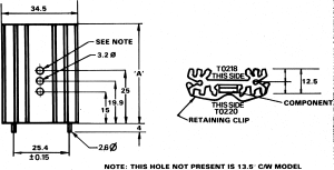Vertical mount heatsink,8.6degC/W 50mm L