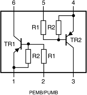 Dual P/P Transistor,10k,47k,SOT-666