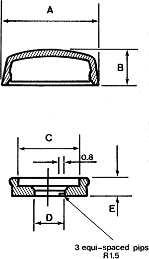 Grey dome cap & cup washer kit