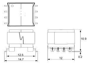 2:1 HF SMT pulse transformer PT10SM