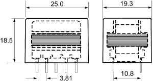 1+1 to 1+1 PCB Mount AF transformer