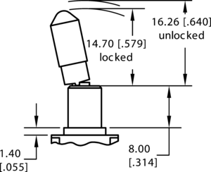 Switch,toggle,1P,on off (on),PCB mnt,5A