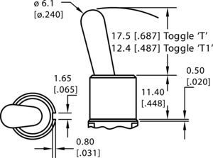 Switch,toggle,1P,on off on,PCB mount,5A