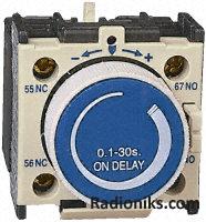 Timer, on delay, 30-180 sec,1 N/O 1 N/C