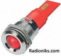 16mm red LED round lens bright chr,24V