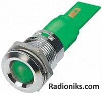 GreenLED round lens bright chr,24V