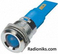 16mm Blue LED round bright chr,24V