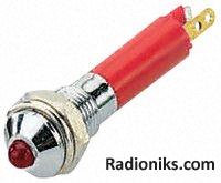 6mm HE red LED satin chr prominent,12Vdc