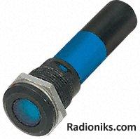 16mm blue LED black chrome,230Vac/115Vdc