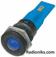 Blue LED round lens black chr,12Vac/dc