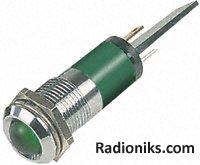 14mm green LED satin chrome,12Vac