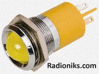 22mm yellow LED bright chrome,24Vdc