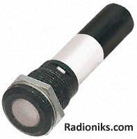 16mm wht LED black chrome,230Vac/115Vdc