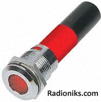 16mm red LED bright satin chrome