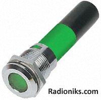 16mm green LED bright satin chrome