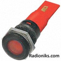 Red LED flat lens black chrome,24V