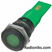 Green LED flat lens black chrome,24V