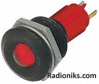 19mm red LED black chrome,24Vac/dc