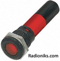 16mm red LED black chrome,230Vac/115Vdc