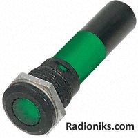 16mm green LED black chrome,130Vac