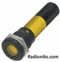 16mm yellow LED black chrome,130Vac