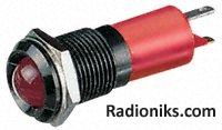 14mm HE red LED black chrome,24Vdc