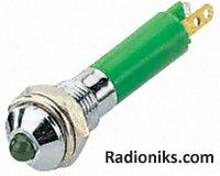 6mm green LED satin chr prominent,24Vdc