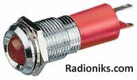 14mm red flashing LED satin chrome,24Vdc